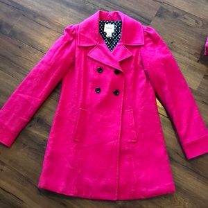Bright pink pea coat